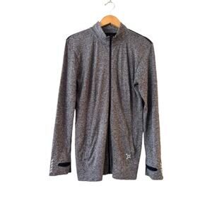Orange Theory Women's Full Zip Track Jacket XL Gray High Neck Thumbholes Pockets